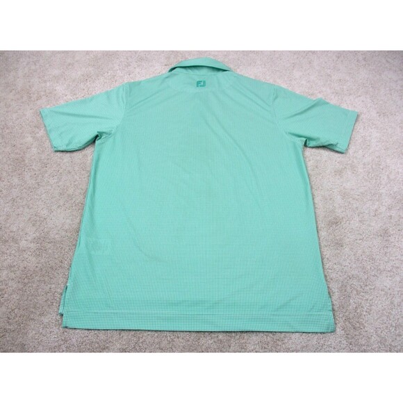 Footjoy Polo Shirt Adult Medium Green Houndstooth Lightweight Preppy Golf Men * - Picture 8 of 13